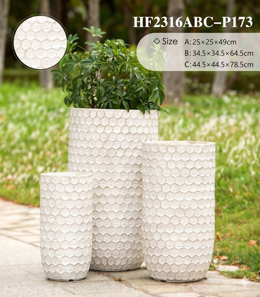 The Hive Series | Honeycomb Textured Tall U-Shape Planters