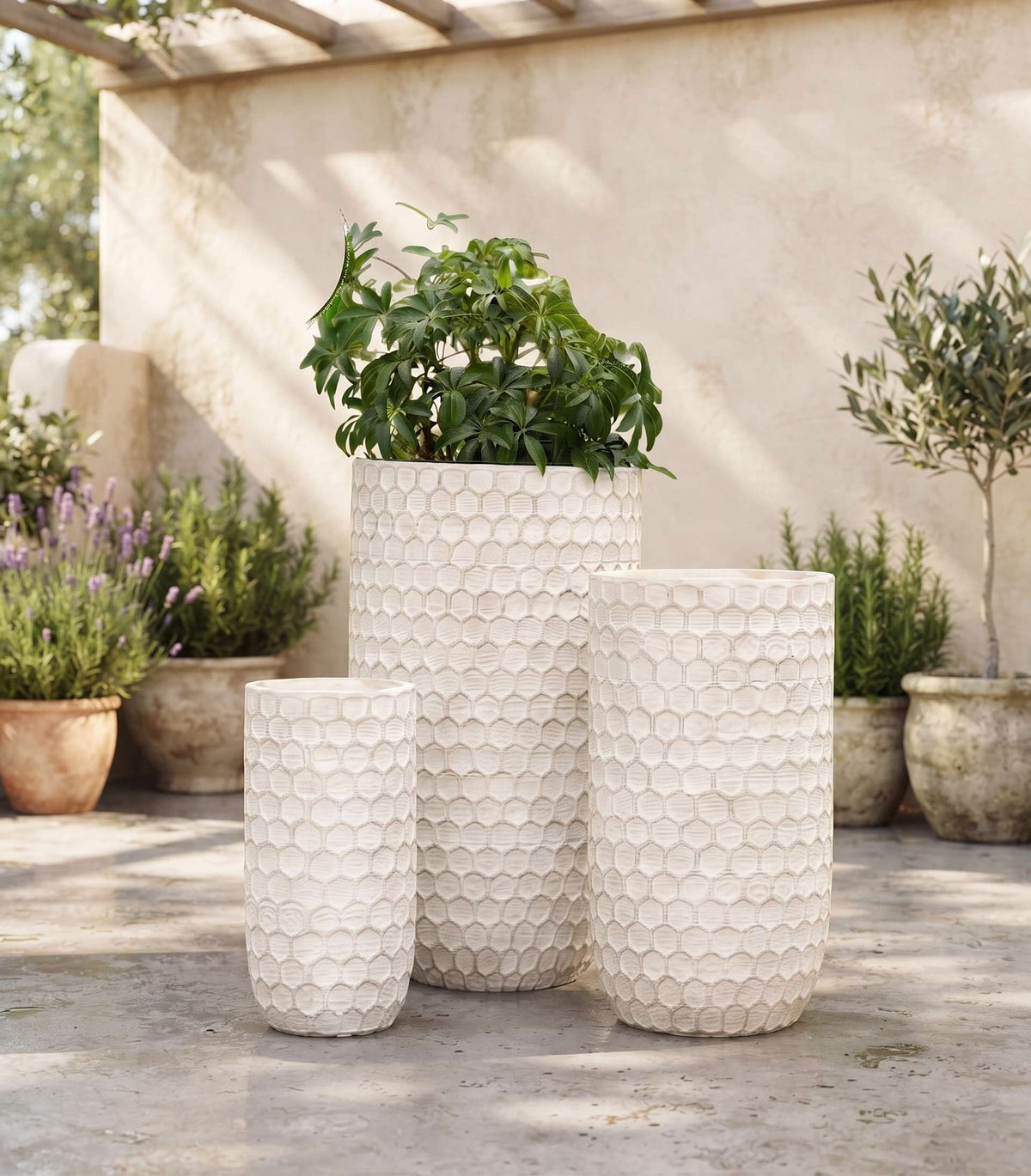 The Hive Series U-Shape | Honeycomb Textured Planter Pots