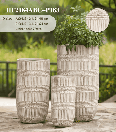 The Mosaic Series | Tall U-Shape Geometric Textured Planter Pots