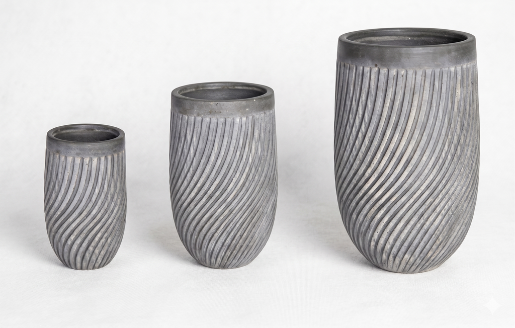 The Vortex Series | Spiral Textured Tall U-Shape Planters