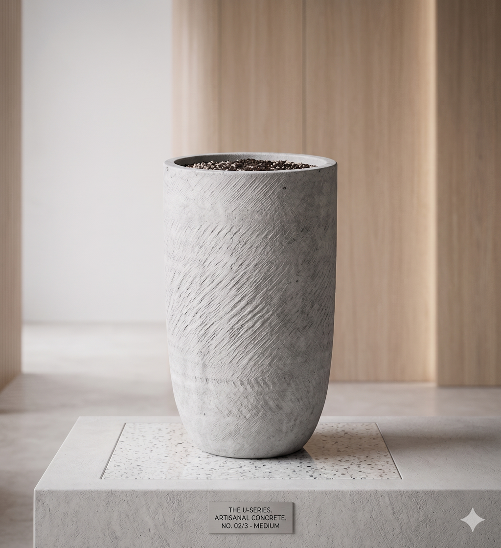 The Textured Pillar Series | Tall Pebble-Grain U-Shape Planters
