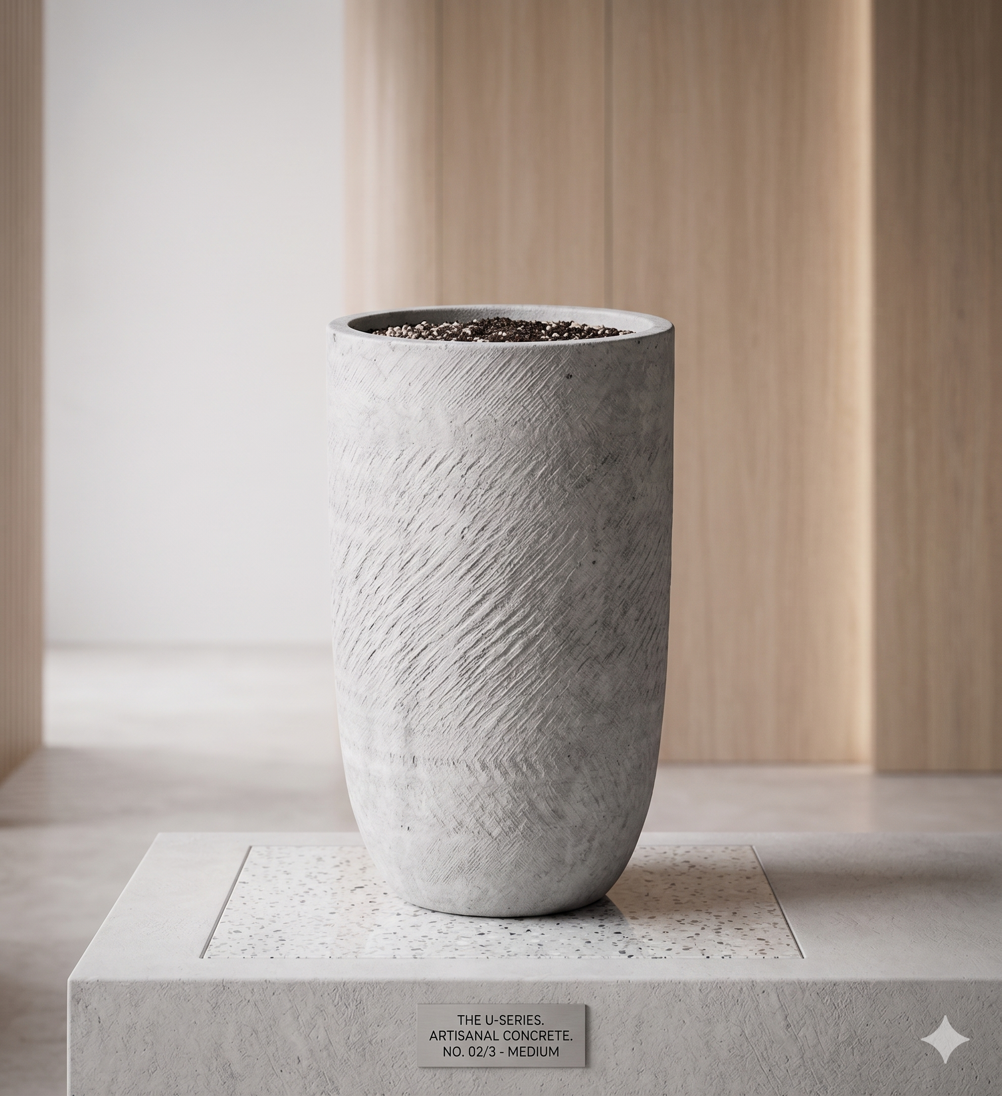 The Textured Pillar Series | Tall Pebble-Grain U-Shape Planters