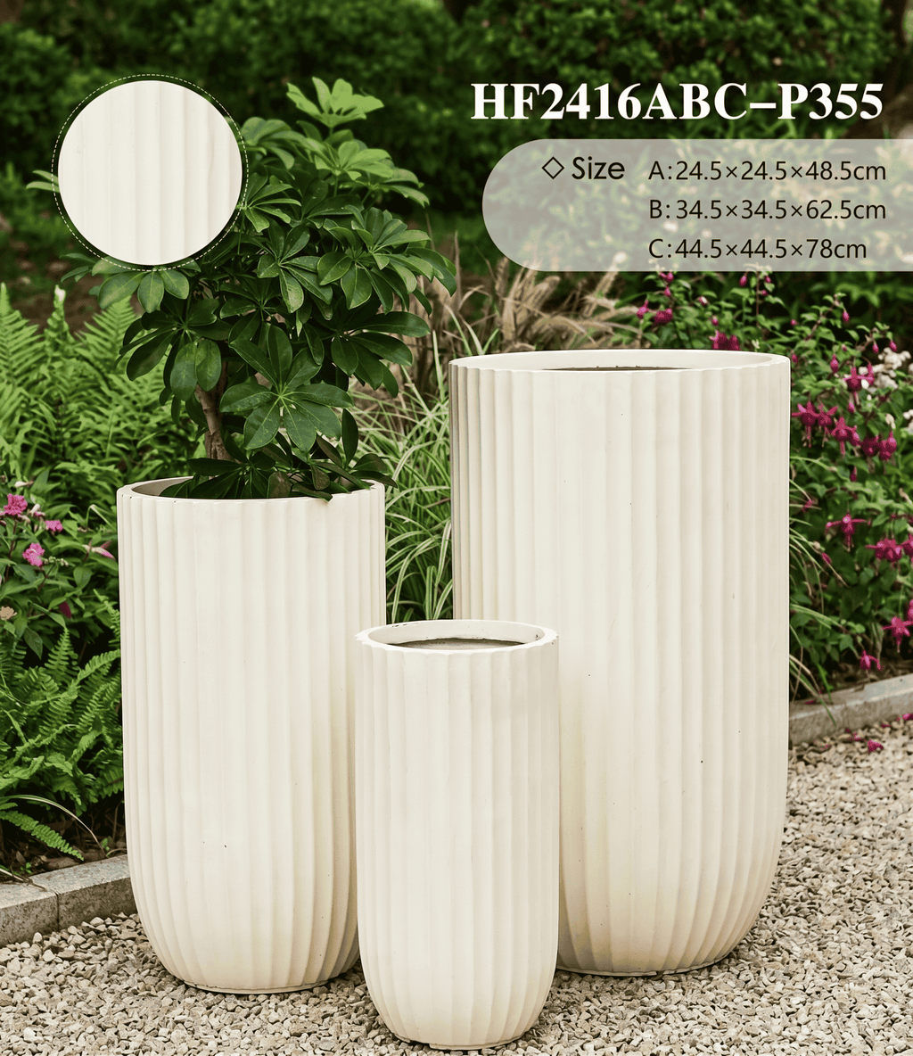 Tall white U-shape planter displayed elegantly in a bright, modern living room setting