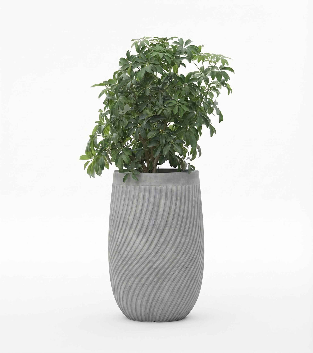 Durable spiral textured planter pots styled elegantly on a bright patio deck